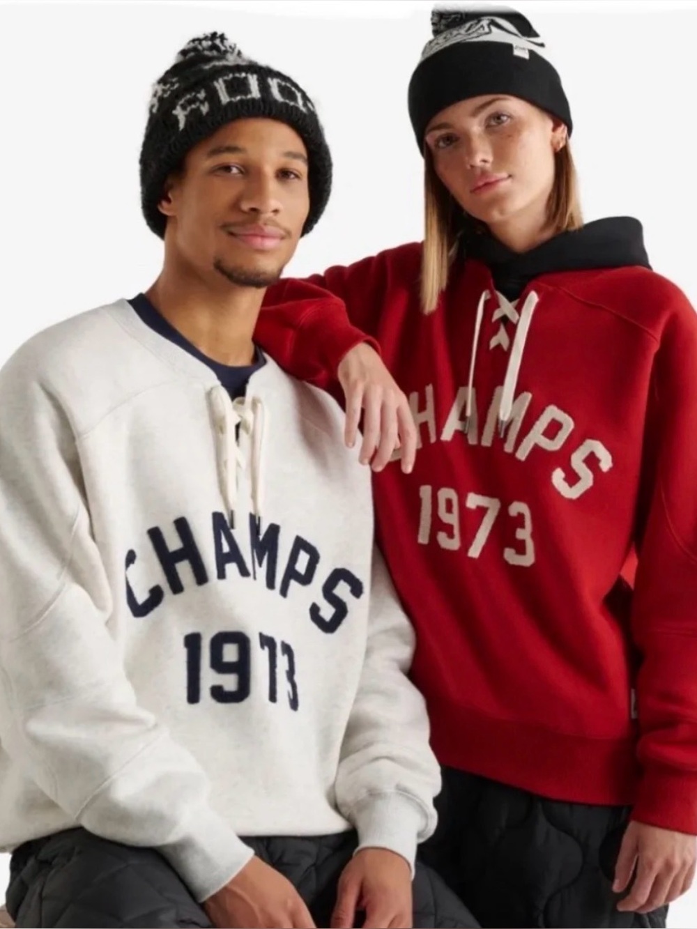 Roots Red Lace-Up unisex Crewneck Sweatshirt with Chenille Lettering XL
